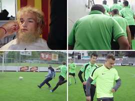 Xherdan Shaqiri, jugador del Inter, se disfrazó de anciano y bromeó con los jugadores del Kriens. Sport